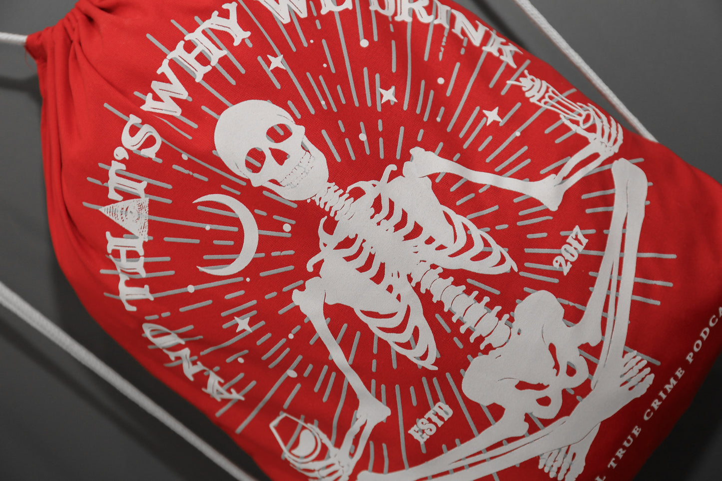 Meditating Skeleton Cinch Bag (Heather Red)