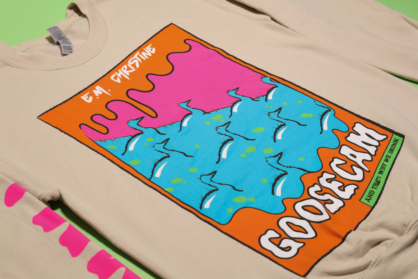 Pink Goosecam Crewneck Sweatshirt (Sand/ Pink)