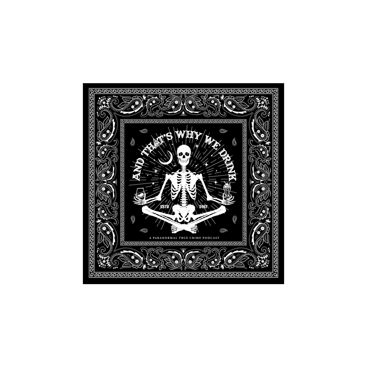 Skeletal Meditation Glow Bandana (Black)