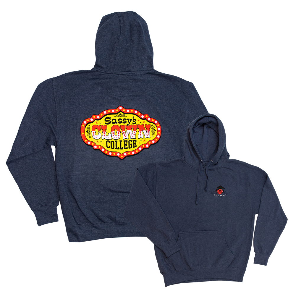 Sassy's Clown College Pullover Hoodie (Heather Navy)