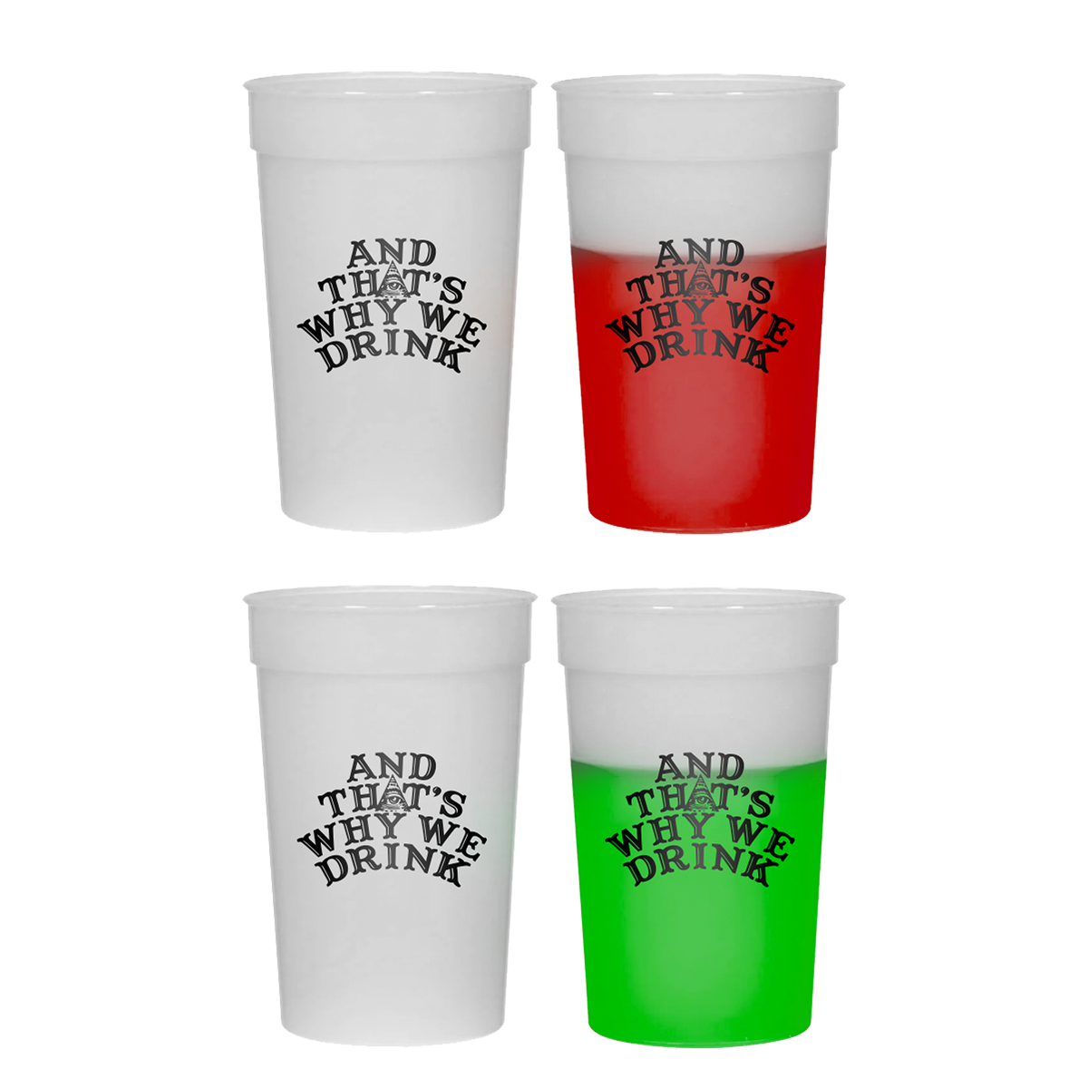 Logo Color Changing 22 Oz. Cups 2-Pack (Green & Red)