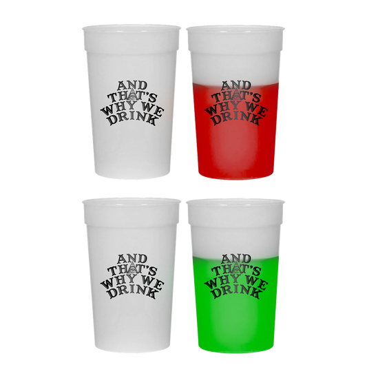 Logo Color Changing 22 Oz. Cups 2-Pack (Green & Red)